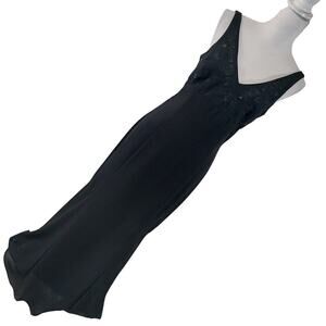 SCOTT MCCLINTOCK! AWESOME BLACK FULL LENGTH EMBROIDERED/SEQUINNED DRESS! SZ 6